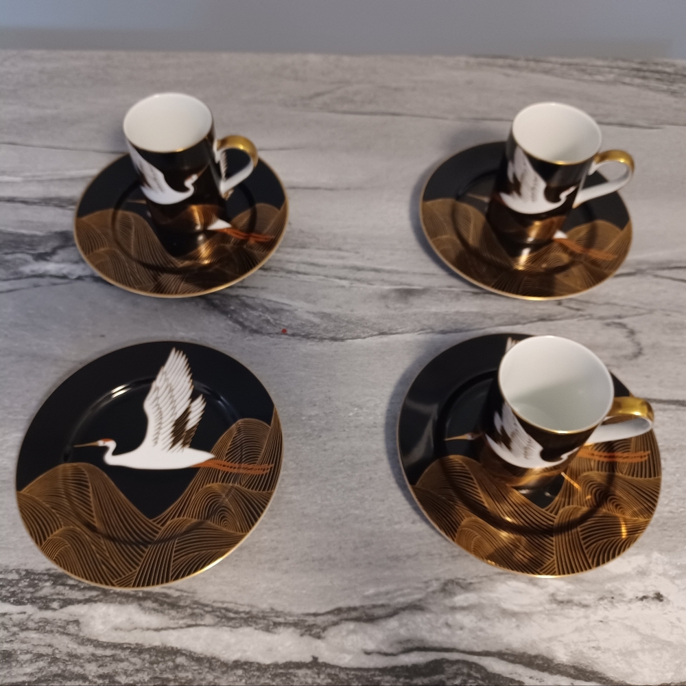 Fitz and Floyd Gold-Trimmed Porcelain Cup